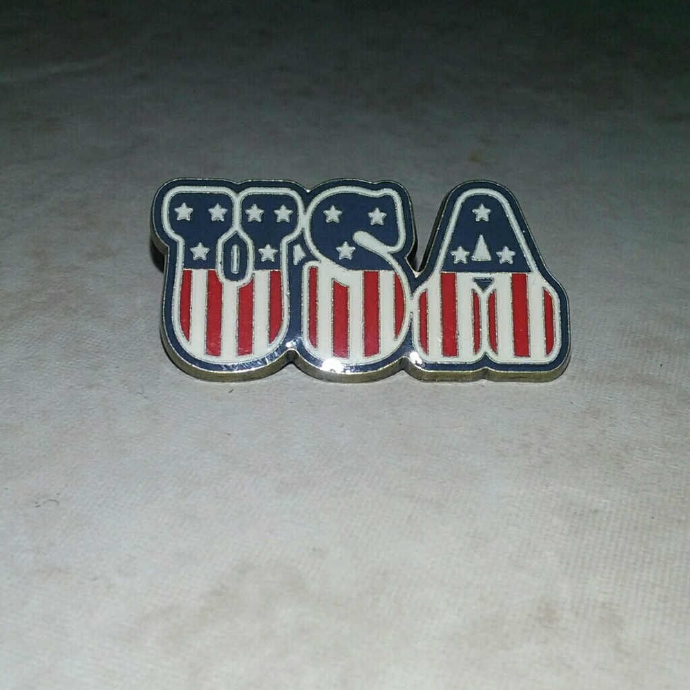 USA Patriotic Enamel Metal Lapel Pin Red White and Blue Americana Collectible